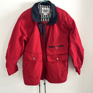 Woman's Jacket Size Large Red Mulberry Street Full Zipper with Buttons NO HOOD